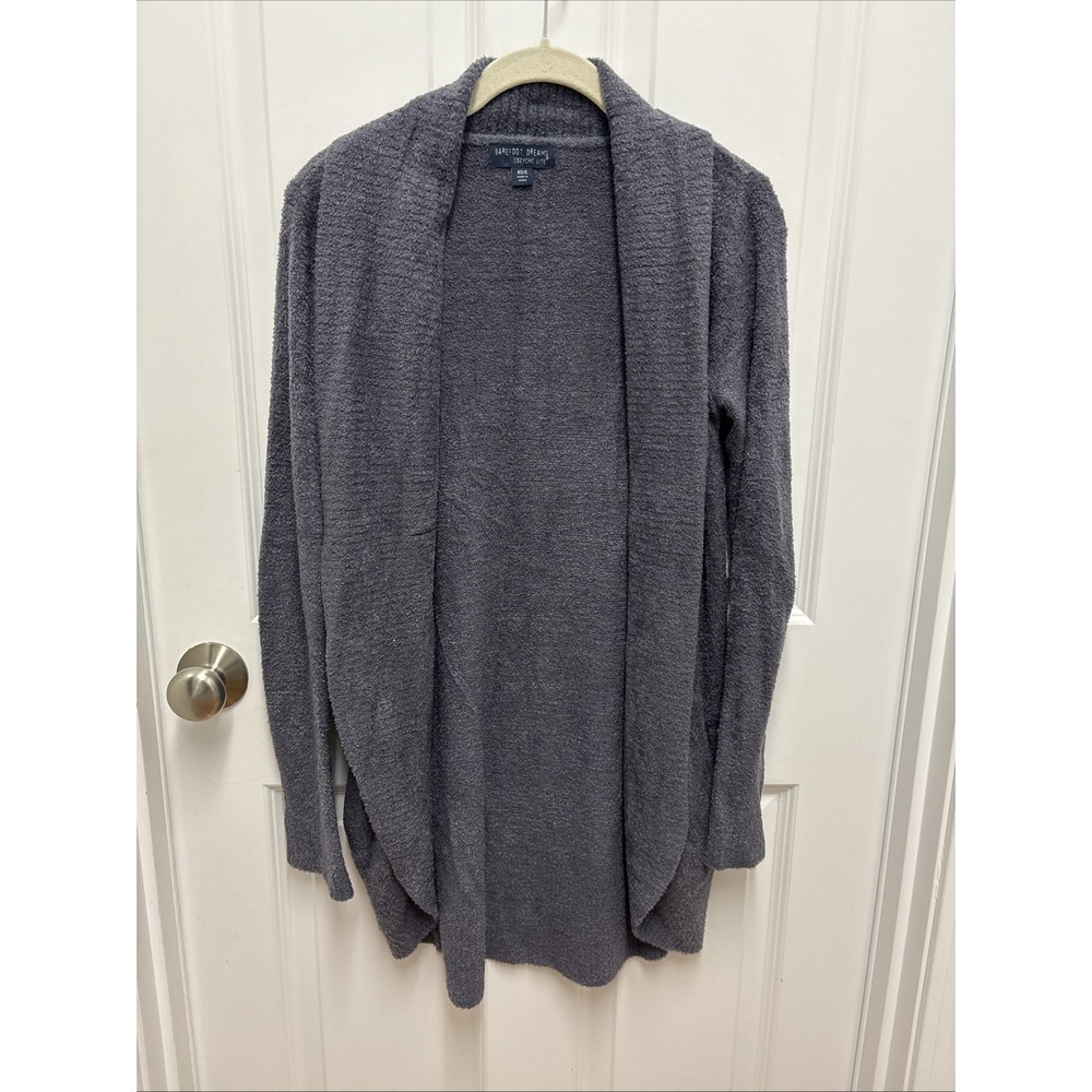 Barefoot Dreams CozyChic Lite Circle Cardigan Gray XS/S Open Front Shawl Pockets